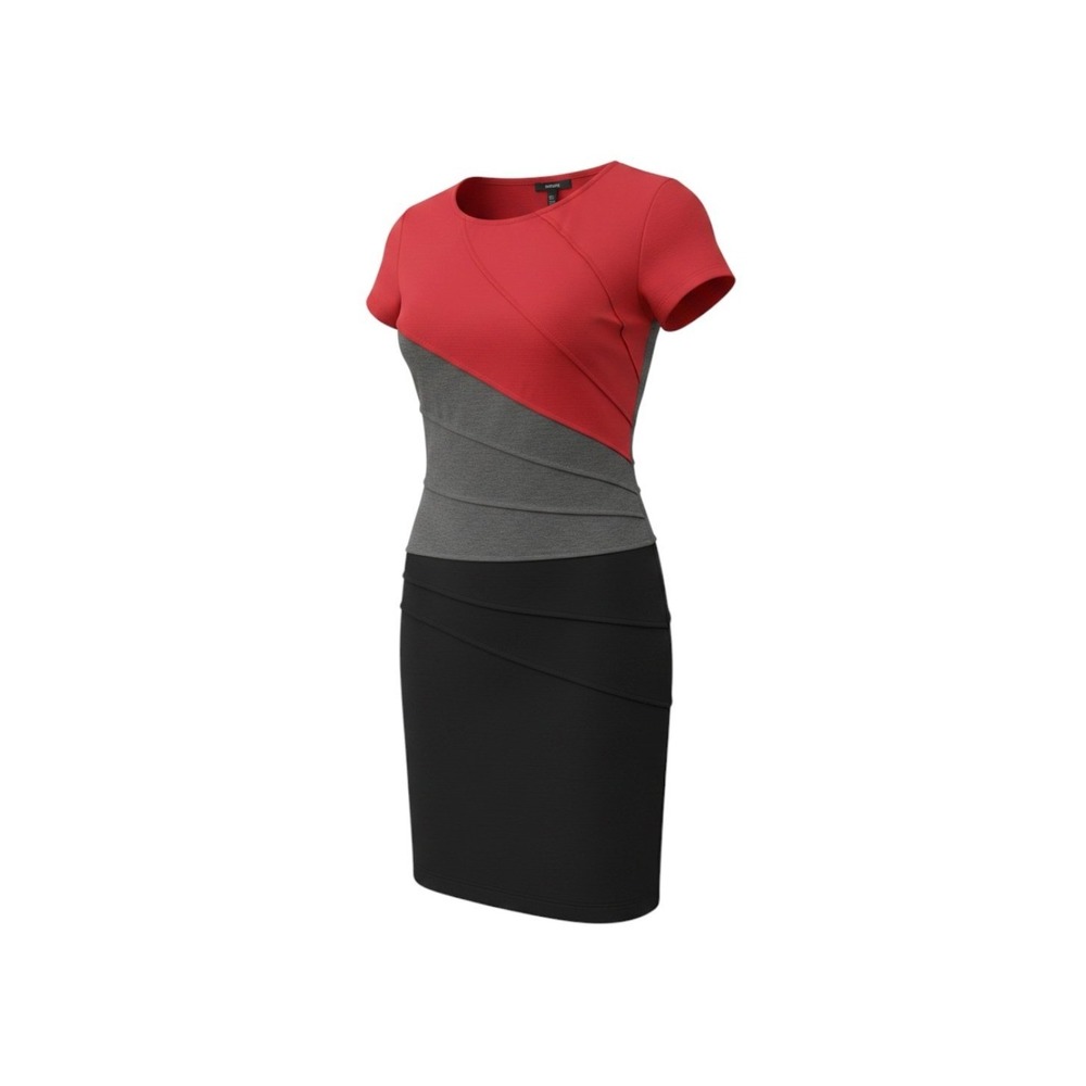 Midnight Velvet Colorblock Tiered Sheath Dress Red Grey Black 20W Plus Size